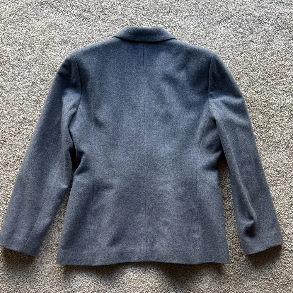 Harvé Bernard Wool Cashmere Blend Gray Blazer Petite 12P - Picture 5 of 6